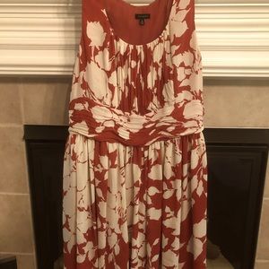 Talbots Red and Cream Floral Sleeveless Dress Size 14